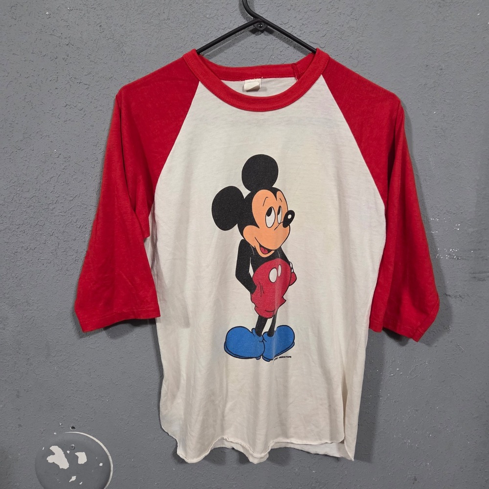 Vintage 80s disney paper thin Mickey Mouse Shirt Allison NY Single Stitch L